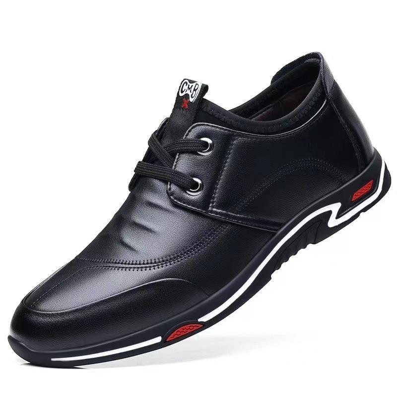 Men's Shoes Spring New Men's Shoes Breathable Leather Shoes Versatile Lace-up Trendy Business Leather Casual Leather Shoes