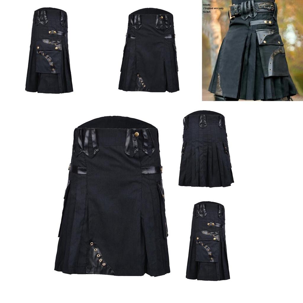 Kilt Scozzese Autentico Medievale da Uomo Gonna Retro Inghilterra Per Cosplay Vintage