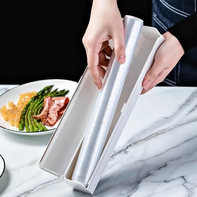 Plastic Wrap Dispenser Kitchen Tools Cling Food Wrap Cutter Dispenser Film Cutter Storage Holder Kitchen Accessories Cling Wrap