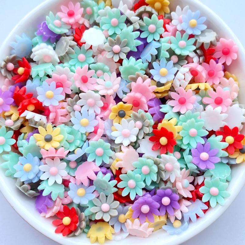 80pcs New Mix Mini Flowers Flat Back Cabochon Crafts Clothing DIY Scrapbooking Accessories J61
