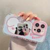 INS Cute Cartoon Bear Makeup Mirror Phone Case For iPhone 17 16 15 14 13 12 11 Pro Max XS X XR 7 8 Plus SE2 16E Shockproof Cover
