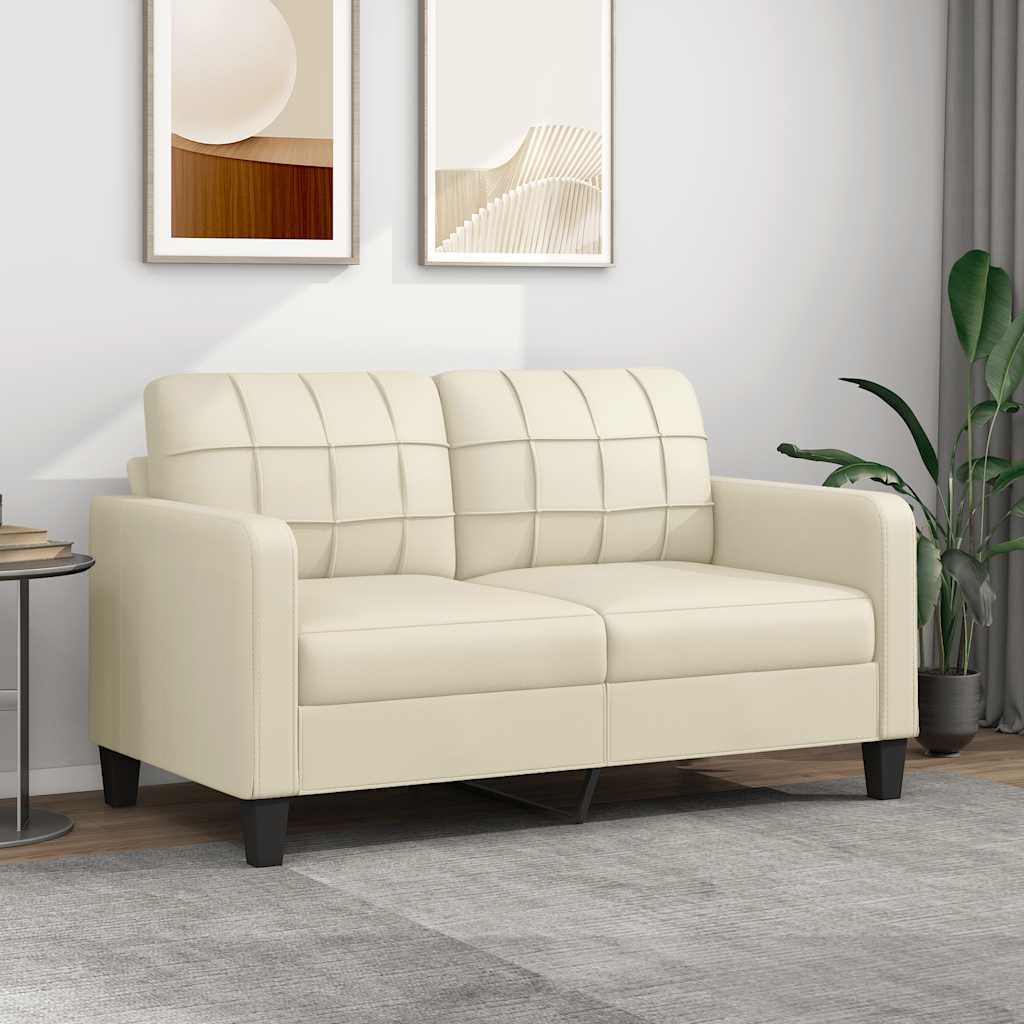 Vidaxl Sofá de 2 Lugares, Creme, 140 Cm, Couro Sintético