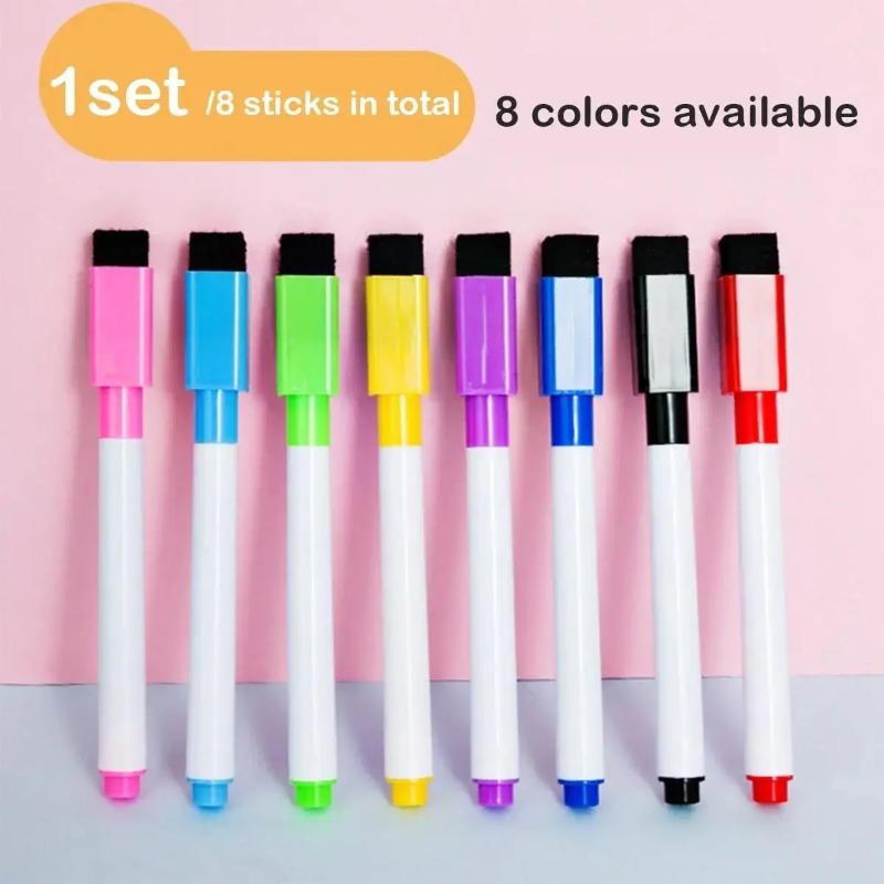 8Pcs Magnetic Erasable Whiteboard Pen Color Options Numbering White Board Marker Pen Stationery Office School Teaching Supplies