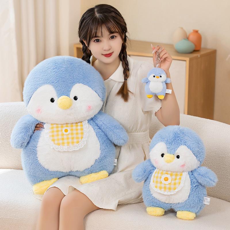 Fluffy Hair Penguin Plushie Stuffed Animal Blue/Pink Cuddly Penguin Dolls Peluche Plush Toy Sets for Birthday Surprise Gift Idea