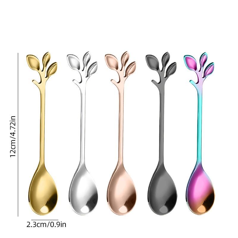 Roestvrijstalen Lepel en Bestekset, Koffielepel, Roerlepel, Kersengebloesem, Chrysant, Roos, Hartvormige Lepel