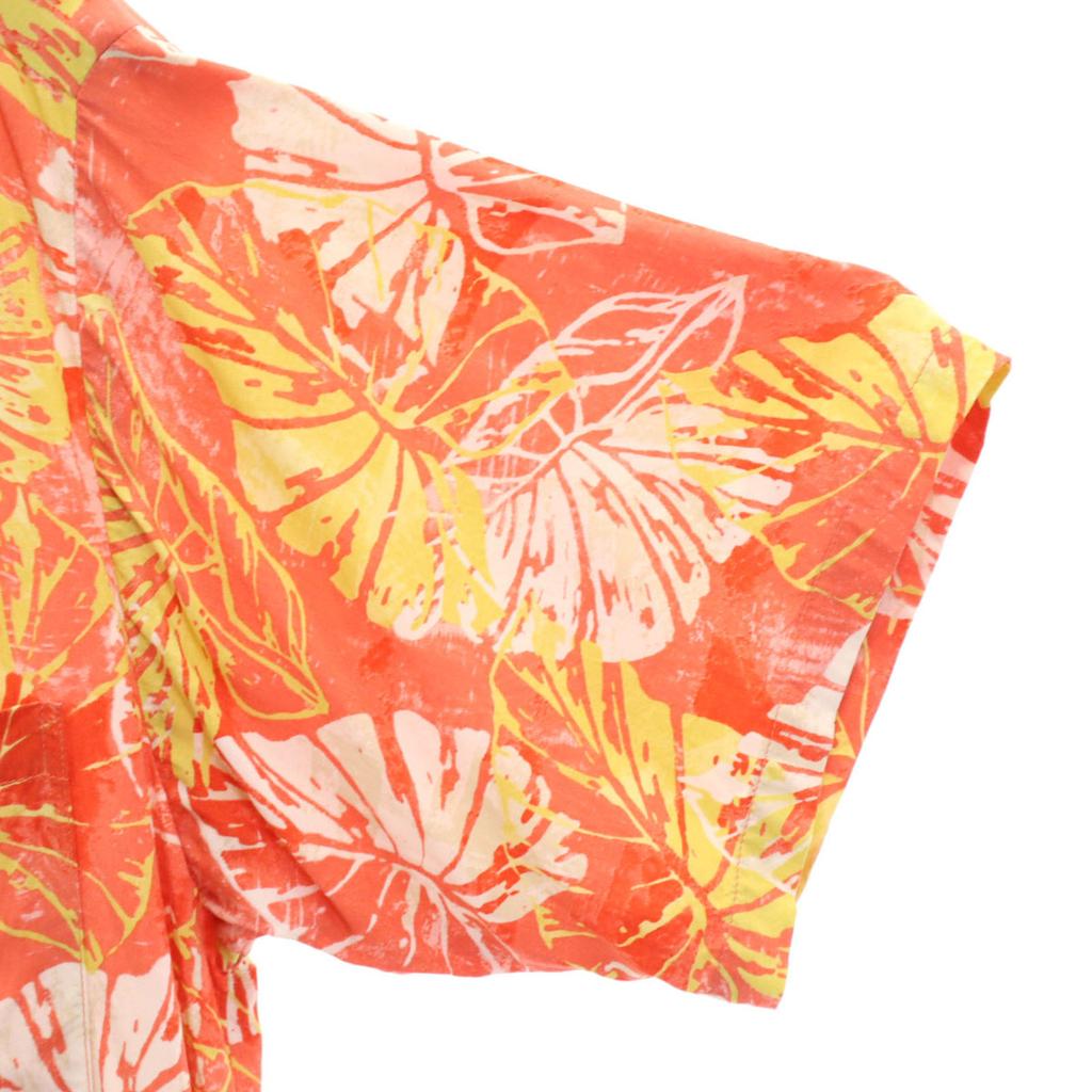 IOLANI 90s Old Leaf Pattern Short sleeve Aloha shirt S Orange series Men's Used