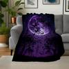 Purple Moon Butterfly Wall Art Print Poster DecorBlanket Flannel Throw Blanket for Sofa, Bed, Travel, Camping, Office