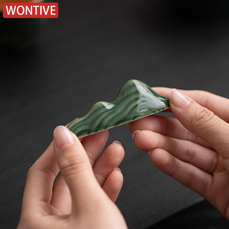 Cyan Azure Glaze Stone Rockery Pen Holder Teapot Cover Holder Traditional Cover Frame Lid Bracket Zisha Pot Lid Shelf Tableware