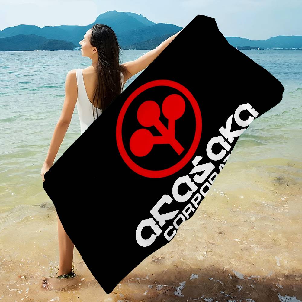 A-Arasaka C-Corporation Logo Microfiber Printed Beach Towel Mountain Climbing Yoga Beach Swimming Running Absorbent Soft Towel