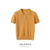 Jnleaog Spring New Arrival Women's Fashion Style French Fashion Polo Shirt Knitted Short-Sleeved Shirt