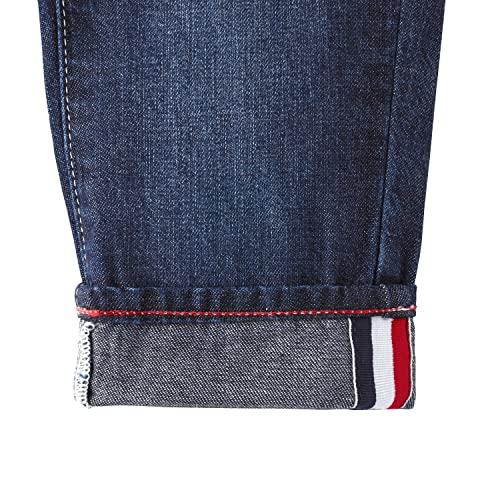 Miki House 10-3205-490 Pants, Long Pants, Denim, Hickory, Logo, Simple, Boys, Girls, Baby, Kids, Children's Clothing, Indigo Blue, 130