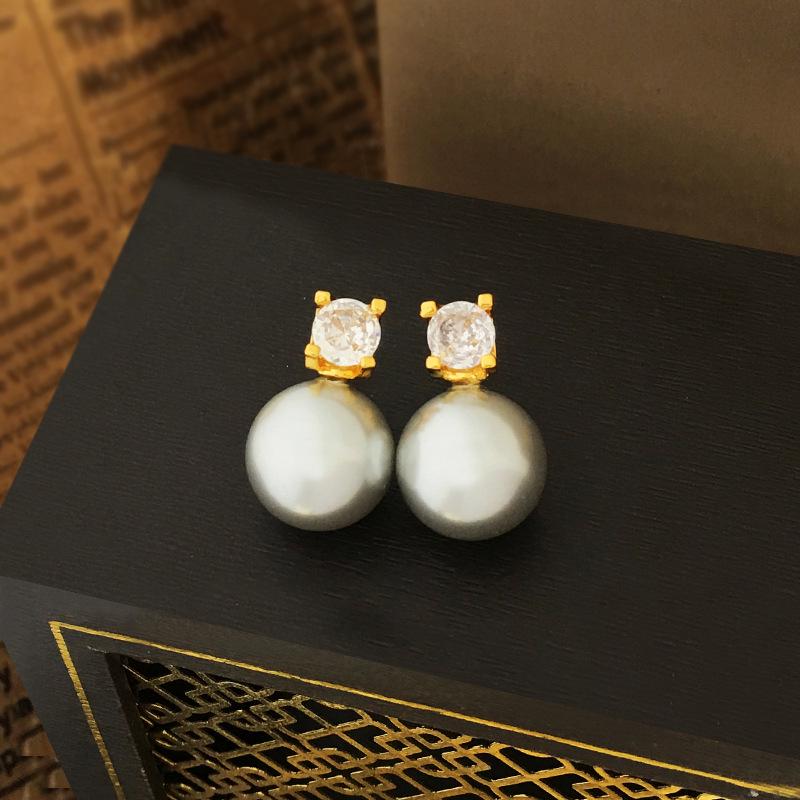 

French High-Gloss Imitation Pearl Earrings - S925 Silver Needle, Light Luxury Retro Style