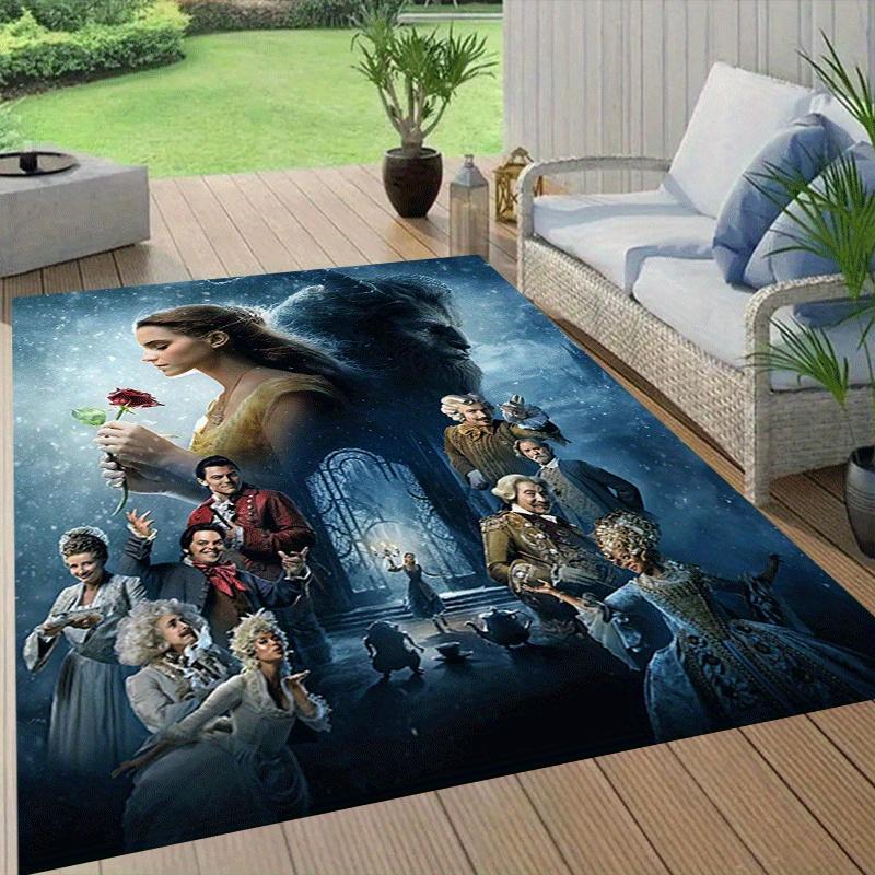 1pc Beauty and the Beast Carpet Area Rug, Bedroom, and Playroom Durable, Stain-Resistant, and Easy To Clean, Living Room