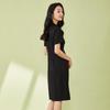 Women's Short Sleeve Slit Midi A-Line Polo Dress