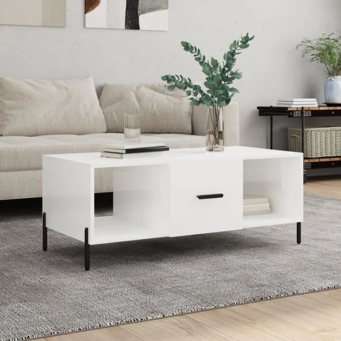 VidaXL Table basse Blanc brillant 102x50x40 cm Bois d'ingénierie 829310