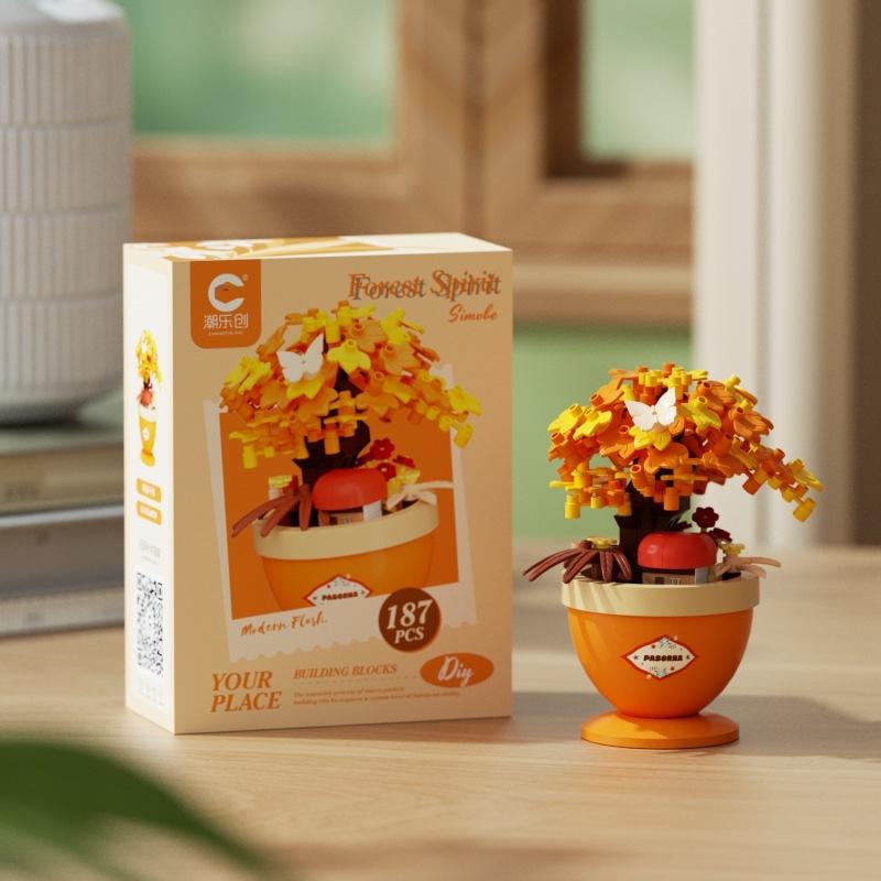 Lustige Mikro-Bausteine Spielzeug Mikro-Landschaft Blumen und Baumhaus Kinder Montage Puzzle Schreibtischdekoration