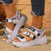 Fashion Chunky Platform Sports Sandals Women Wedges Height Increasing Shoes Woman 2025 Summer Thick Bottom Hook Loop Sandalias Plus Size