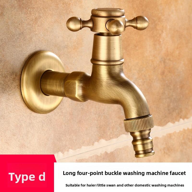 Vintage Solid Brass Jednouchwytowy kran do pralki ścienny kran wodny