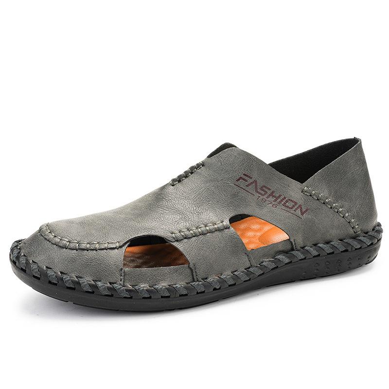 Men Sandals Split Leather Sandals Slides Breathable Rome Male Summer Outdoor Beach Slippers Soft Hot Sale Men Beach Sandals