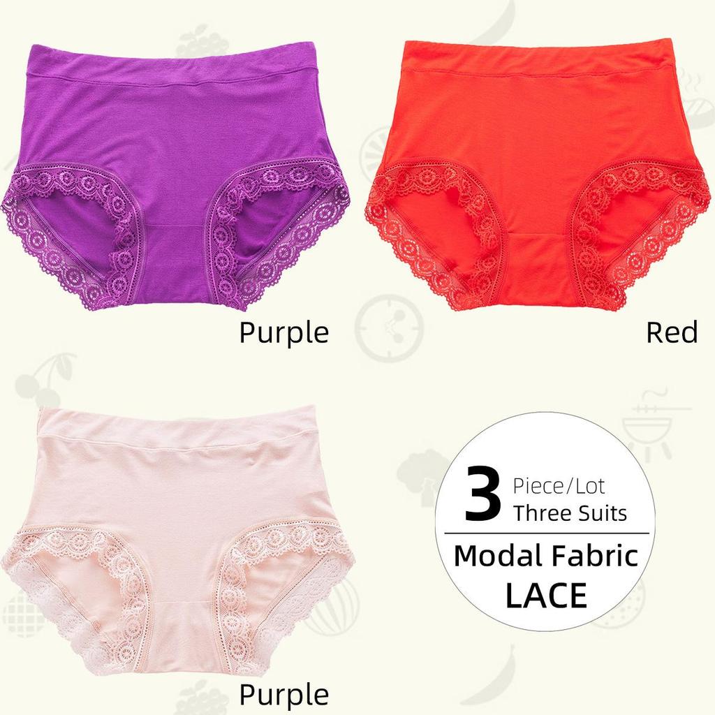 3 części/partia średnio wysoka talia majtki damskie koronkowe oddychające brzuch Plus rozmiar damskie trójkątne spodnie bielizna figi