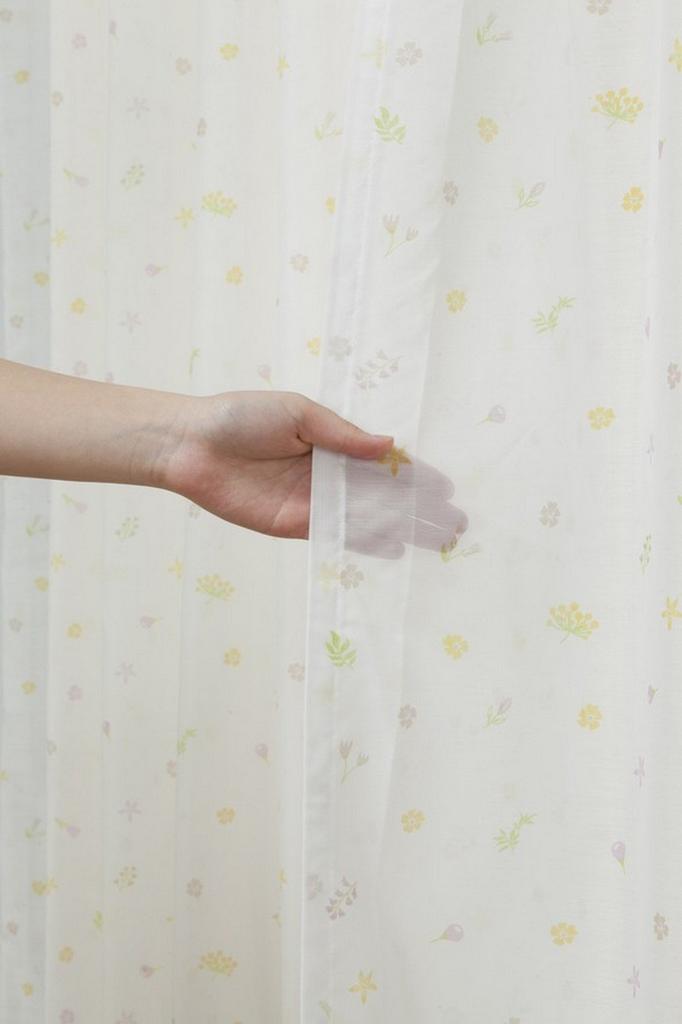 Univer Cat Print Drape Lace Curtain 100cm Wide x 200cm Set of 4 & Set, "Sanpodanyan" (Sanpo Danyan), Pink, Long,