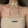 Delicate Lolita Fairy Choker Necklace with Ribbon Bow and Lace Design