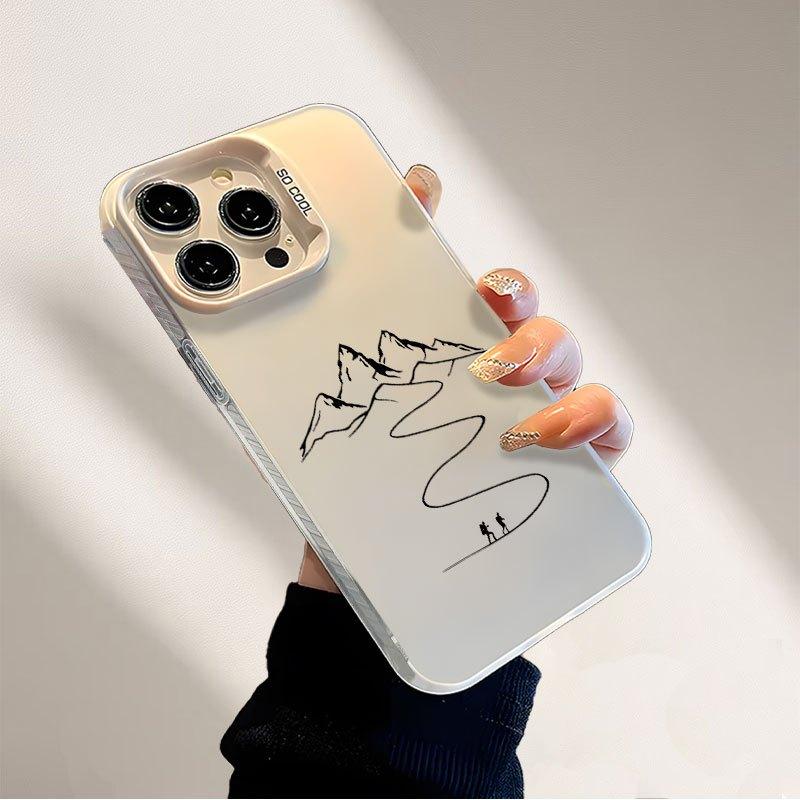 Mountain line pattern phone case suitable for iPhone 17 16 15 14 13 12 11 Pro/Max/Plus anti drop and shockproof back cover
