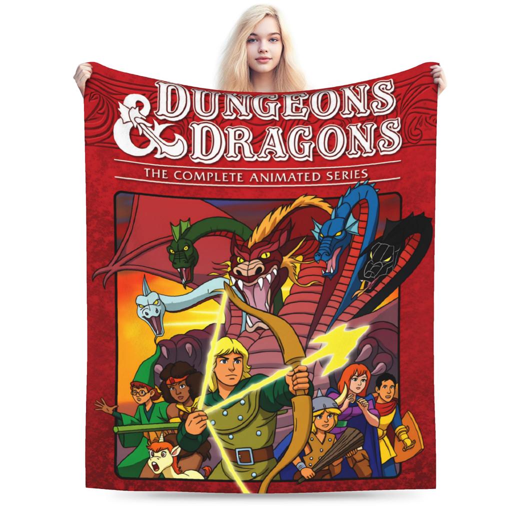 DND D&D Dragon Retro Plush Blanket Child  Flannel Throw Blanket For Outdoor Super Soft Custom DIY Quality Bedspread Gift