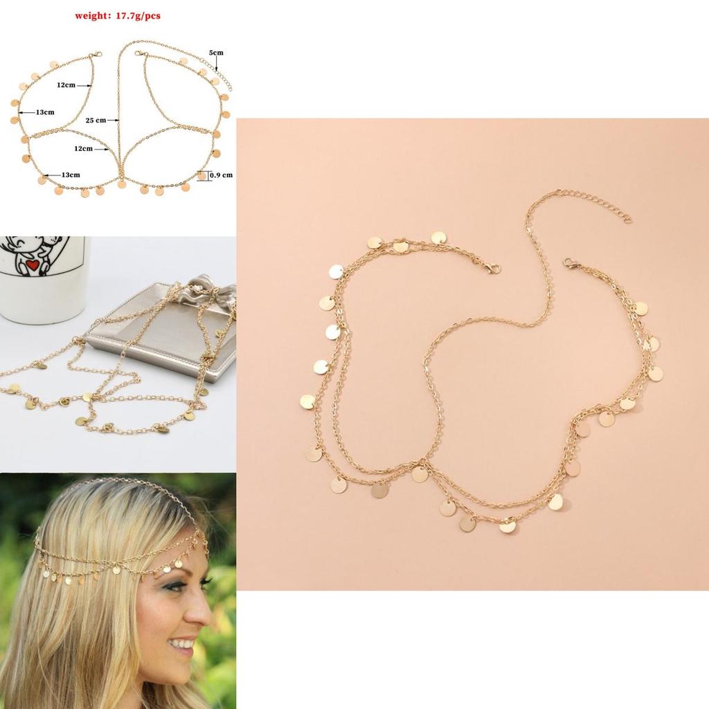 Fashionable Gold Headpiece With Rotundity Shape And Tassel For Travel Parties