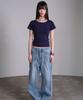 PRENDA Double Cross Back Print Short Sleeve Navy