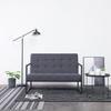2 Seater Sofa with Armrests Dark Grey Steel Frame and Fabric Upholstery
