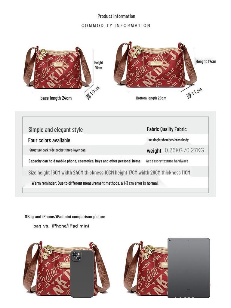 Oxford-Stoff Mehrschichtige Umhängetasche für Damen - Leicht, Vielseitig, Lässige Canvas-Tasche für Mütter