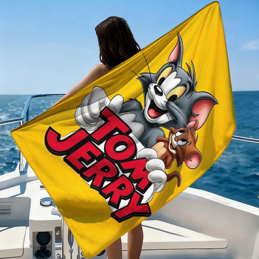 Tom&Jerry Cartoon Beach Towel Quick-drying Small To Large Towel Suitable for Beach Vacation Pool Summer Funny Gift for Friends