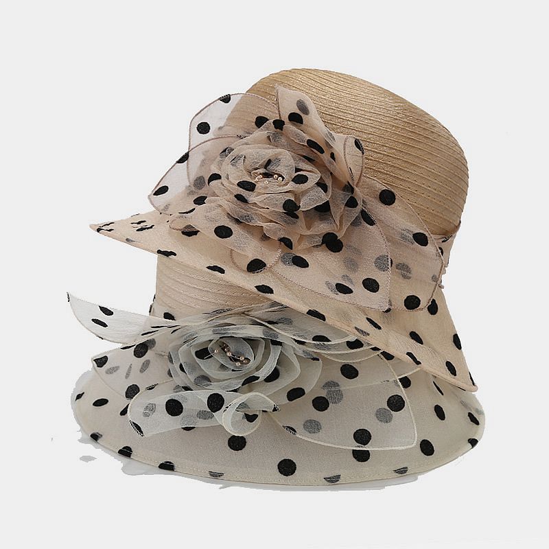 Bucket Hat Women Spring Summer Middle-aged and Elderly Organza Flower Pot Hat Elegant Sun Hat Sun Protection Breathable Mother Cool Hat