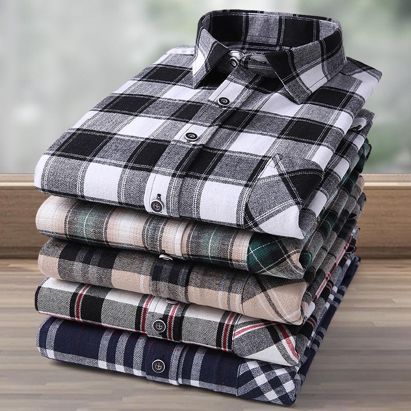 Talla 11XL 10XL 9XL Camisas de Franela a Cuadros de Moda Para Hombre Manga Larga Algodón Casual Suave Ajuste Estándar Camisa Blusa Ropa
