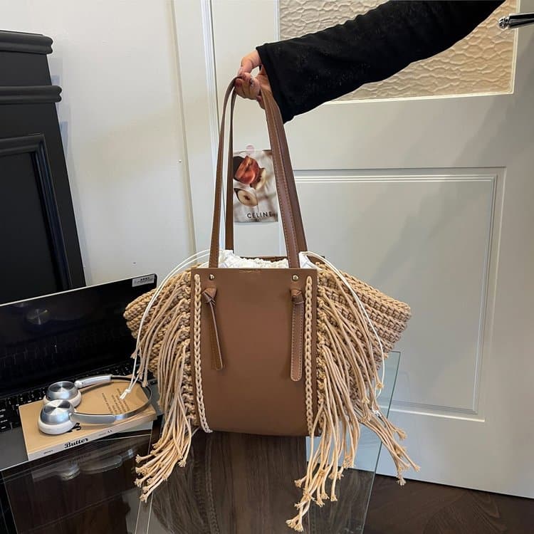 Bolso de hombro de paja para mujer
