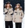 Unisex Mid-Length Goose Down Puffer Jacket with Large Fur Collar - 2025 Style for Extreme Cold Outdoor Wear