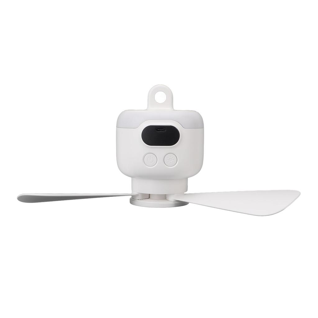 Small Ceiling Fan with Light ABS Quiet Rechargeable Portable Hanging Fan Light with Remote Control for Bedroom Outdoor Camping