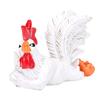 White Rooster Statue Enchanting Posture Table Art Sculpture Funny Lying Down Rooster Figurine Decoration Animal Table