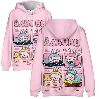 Moletom de Desenho Animado LABUBU Harajuku Outono Pulôver Moda Unissex Manga Longa Casual Streetwear Solto Roupa para Exterior