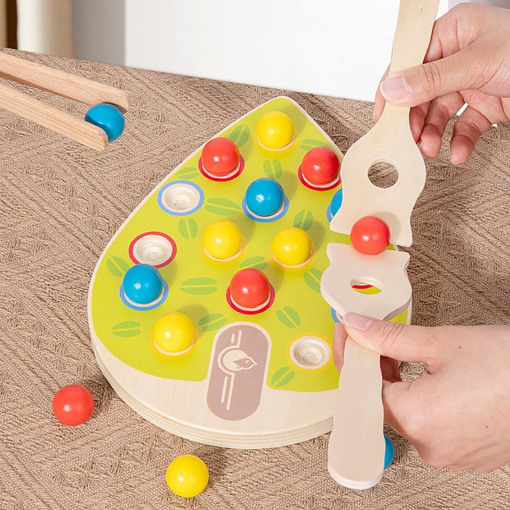 Wooden Fun Color Matching Clip Beads Exercise Concentration Training Parent-child Interactive Table Game Educational Toys