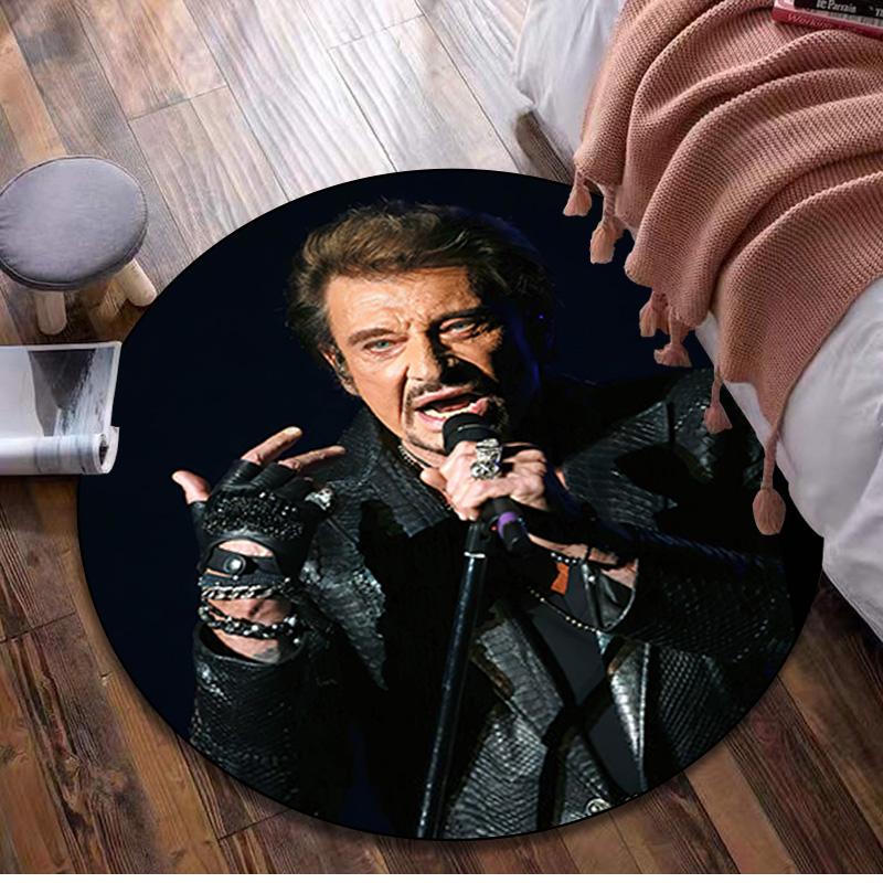 Johnny Hallyday Circular Rug - Office Decorative Carpet For Living Room Bedroom Door Mat Floor Rug Computer Chair Area Rug