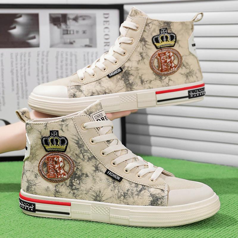 

Высокие парусиновые мужские туфли Four Seasons, модели Hundred со спортивными и досуговыми досками, молодежные трендовые нескользящие туфли для скейтбординга, большие размеры 39 бежевый