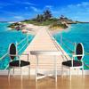 Photo Wall Paper Island Wooden Bridge 3d Landscape Painting Background Wall Decorations Living Room Mural