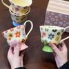 Sean Ceramic Sun Flower Cup Creative Cute Ceramic Cup Goblet Retro Mug With Spoon Breakfast Cup