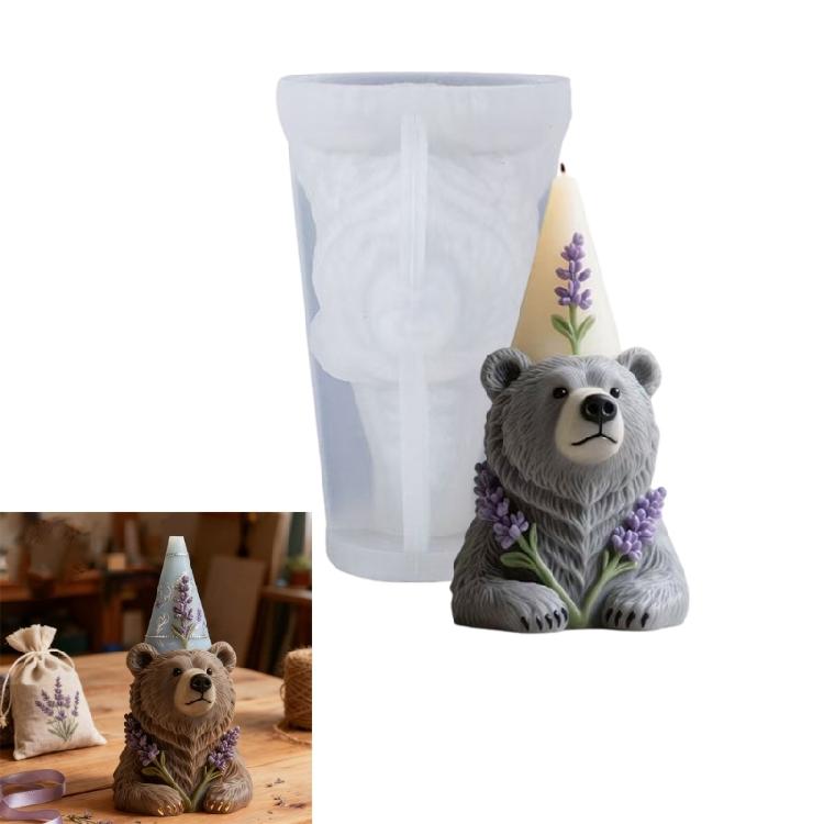 Fashion Silicone Bear Cone Mold Reusability Casting Moulds For Candle Soaps And Decorative Candle Crafts