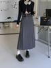 Vintage Belt Long Skirt Women Autumn 90s Aesthetic Streetwear Y2k High Waist Slim A-line Pleated Skirt Korean Style