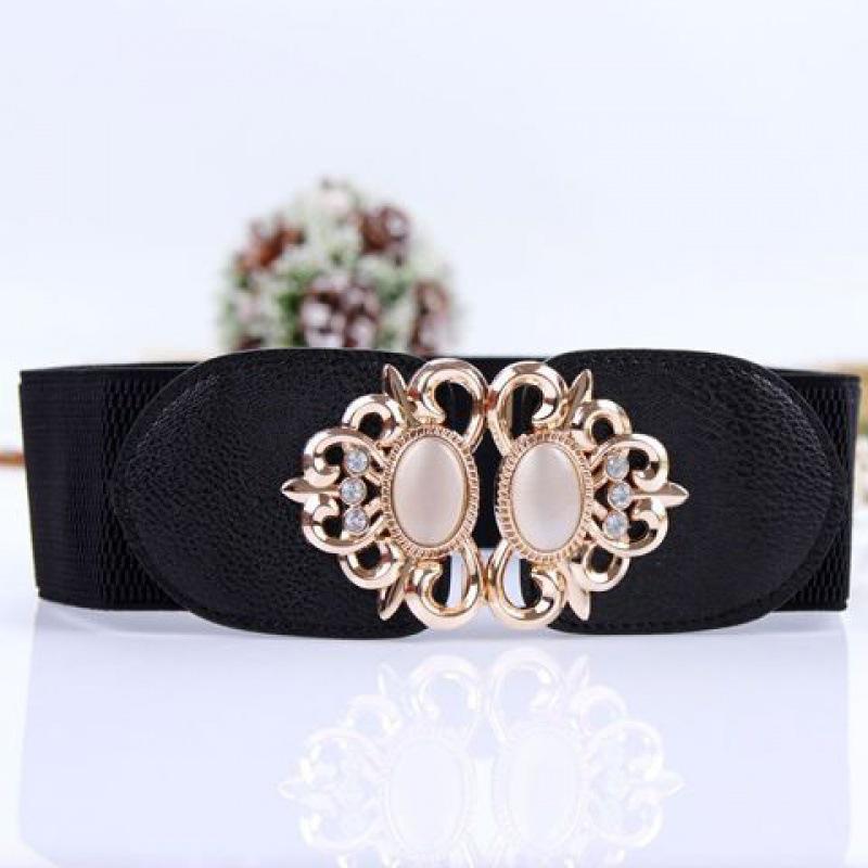Unique Black Wide Waist Cincher For Women With Trendy Styles And Elegant Rhinestone Embellishments