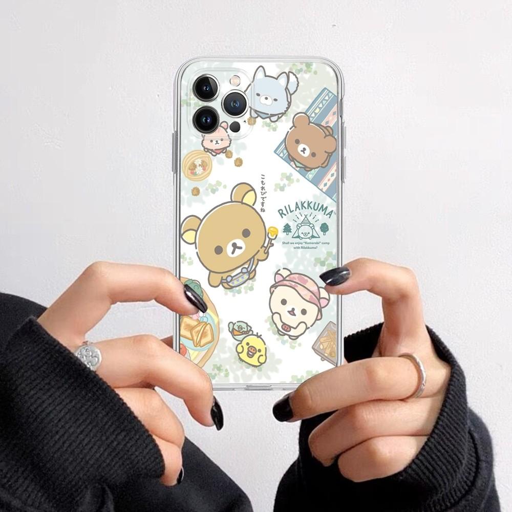 Cute Cartoon R-Rilakkuma Phone Case for iPhone 16 15 8 7 6 6S Plus X SE XR XS 14 11 12 13 Mini Pro Max Mobile Case