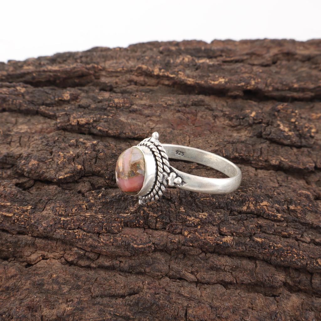 Pink Opal Turquoise Ring, Handmade Beautiful Gemstone Ring, 925 Solid Sterling Silver Ring Everyday Jewelry, For Engagement Gift